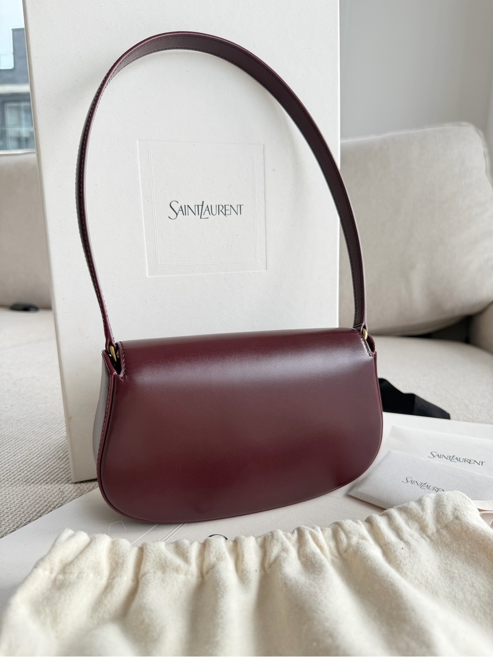 Saint Laurent Wine Leather MINI VOLTAIRE Shoulder Bag with Gold YSL Hardware - Picture 5 of 6